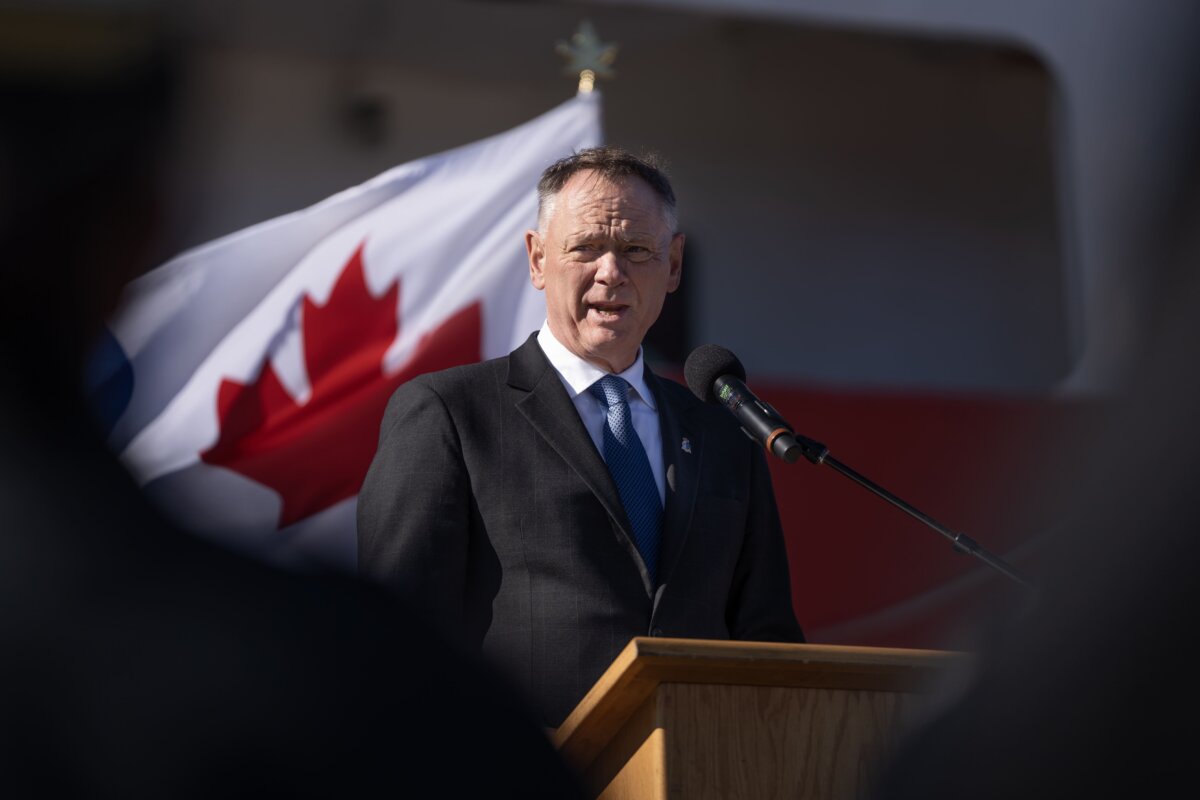 Minister of National Defence David McGuinty speaks during a ceremony formally welcoming the Coast Guard to the National Defence Team at the Canadian Coast Guard Base in Dartmouth, N.S., Oct. 10, 2025. (The Canadian Press/Darren Calabrese)
