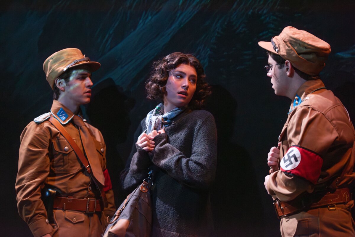 (L–R) Helmy Kluger (Gavin Michaels), Lexa Kluger (Ella Stevens), and Otto (Jack Mastrianni), in "Crooked Cross." (Todd Cerveris Photography)