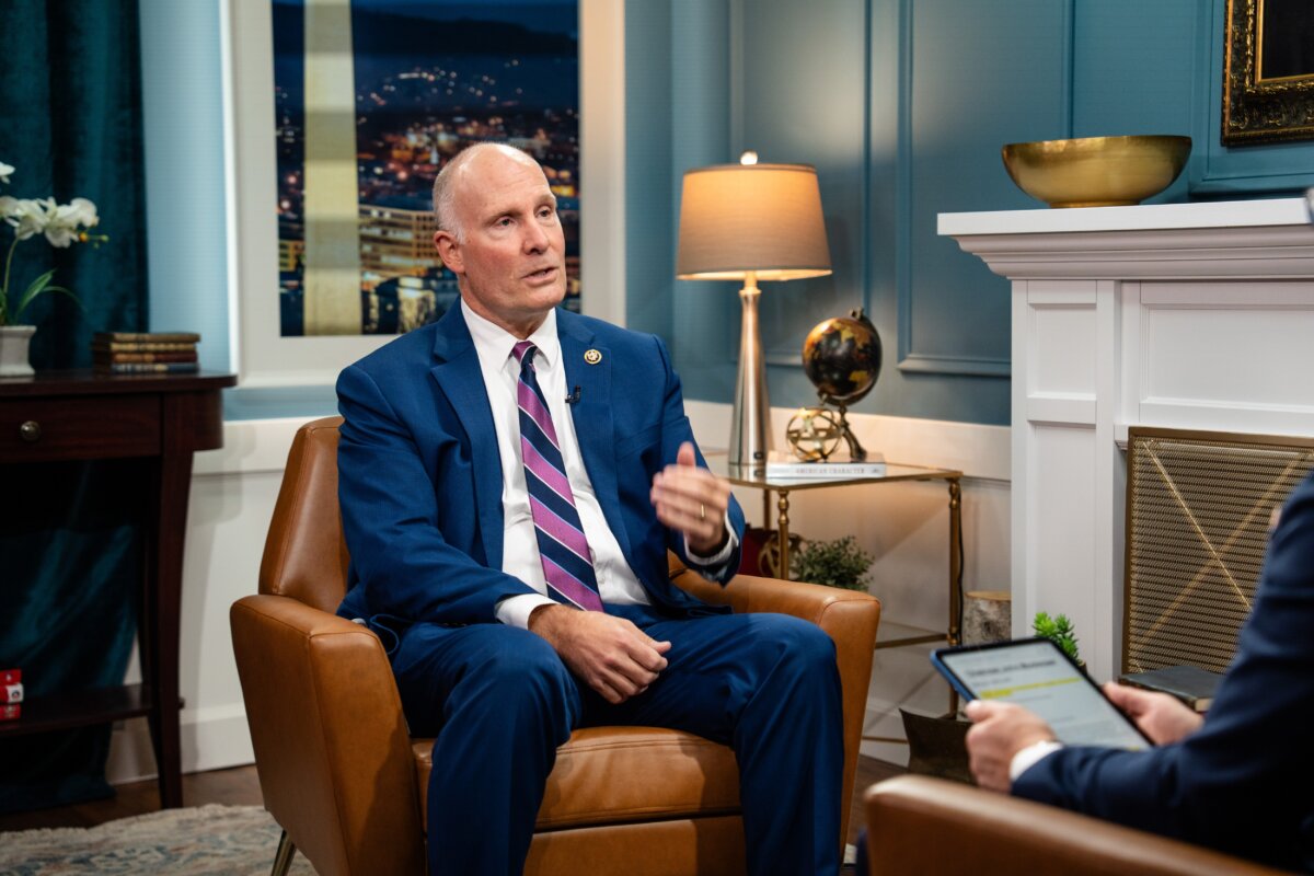 Chairman of the House Select Committee on the Chinese Communist Party Rep. John Moolenaar (R-Mich.) speaks during an interview with The Epoch Times in Washington on Oct. 21, 2025.(Madalina Kilroy/The Epoch Times)