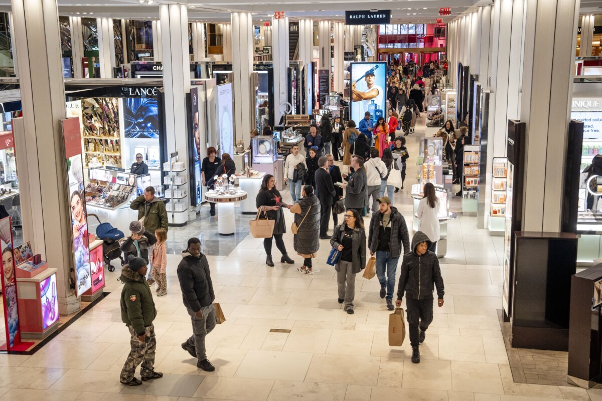 People shop at a store in New York City on March 21, 2025. (Samira Bouaou/The Epoch Times)