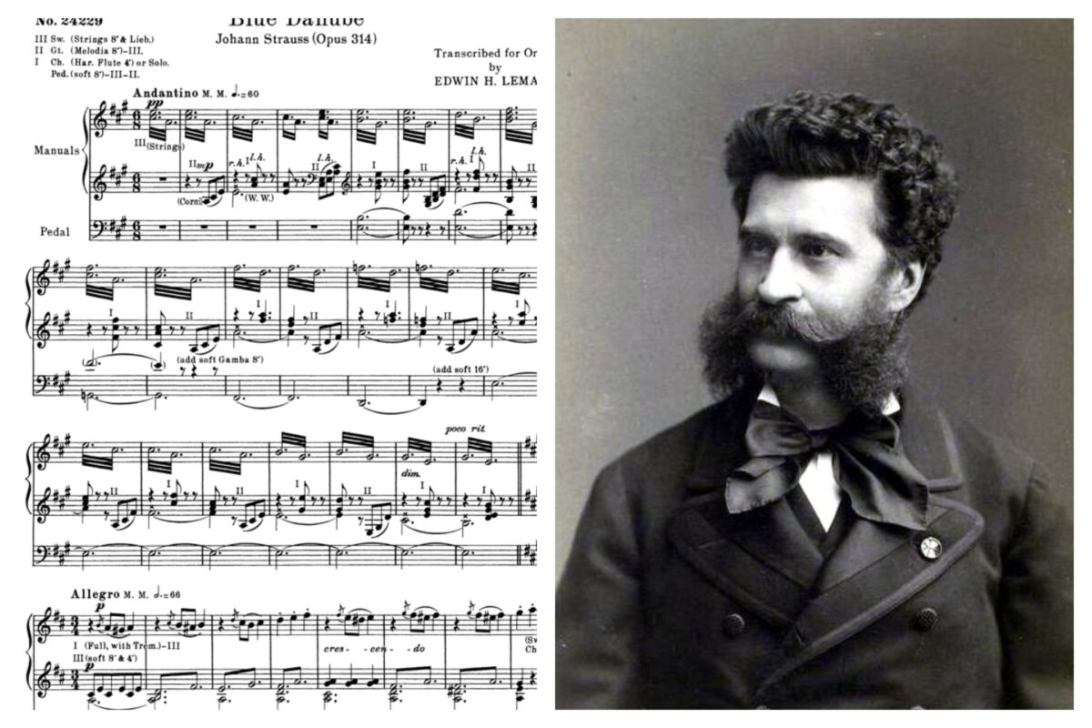 "The Blue Danube" waltz and its composer Johann Strauss II. (Public Domain)