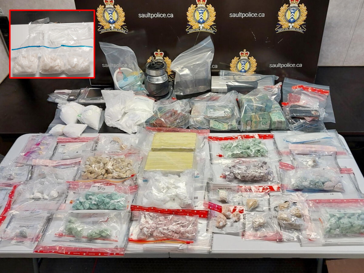 The Sault Ste. Marie Police Service in Northern Ontario has recorded its largest drug seizure to date, confiscating 10 kilograms of narcotics worth more than $1.4 million. (Police handout photo)