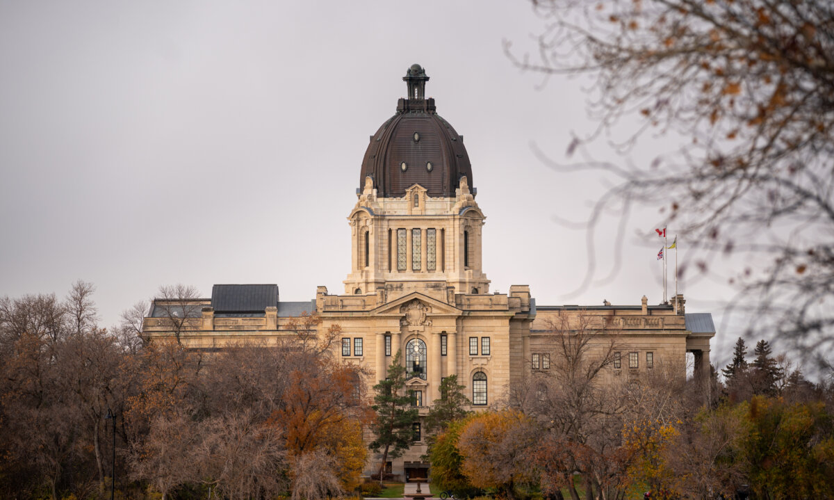 The Saskatchewan Legislative Building seen from Trafalgar Overlook in Regina on Oct. 24, 2024. (The Canadian Press/Heywood Yu)
