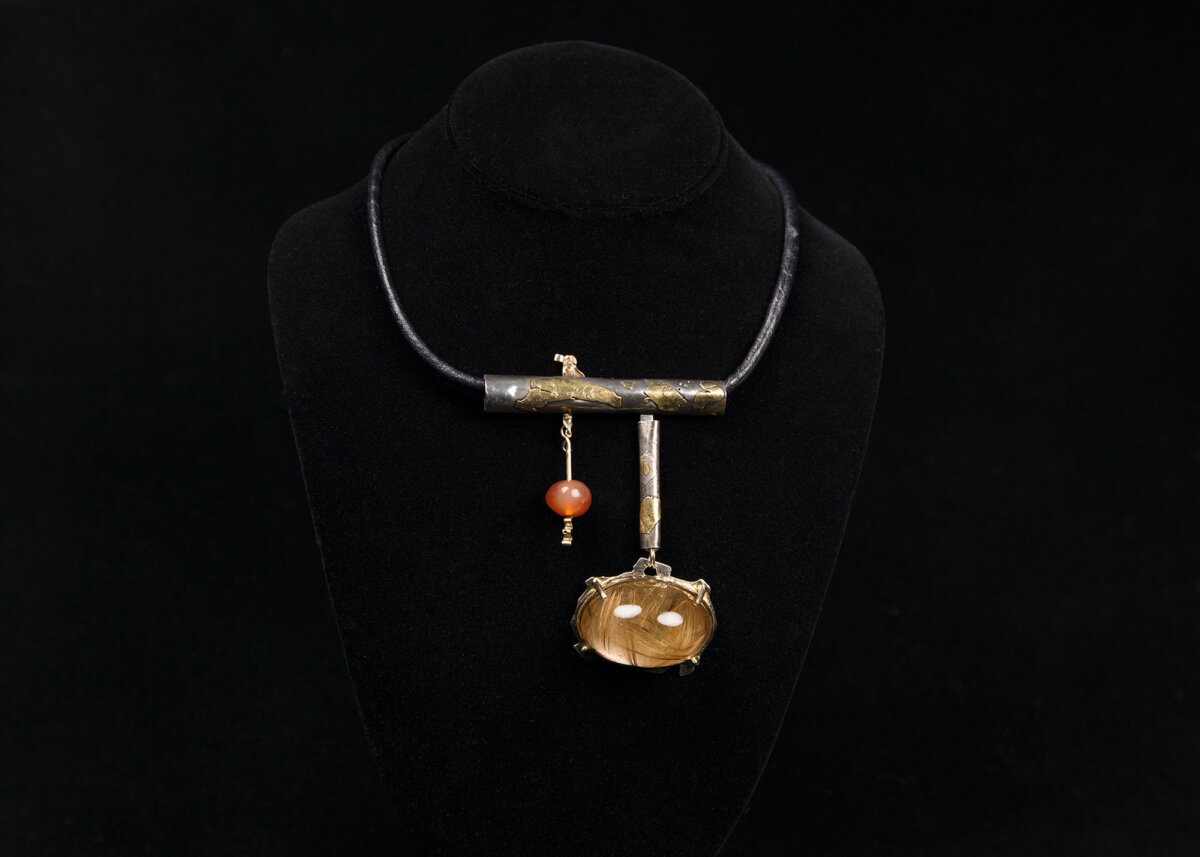 The “Rutilated Quartz Dome Neckpiece” by Florence Resnikoff at the Oakland Museum of California, in Oakland, Calif. (Leopold Macaya/Oakland Museum of California via AP)