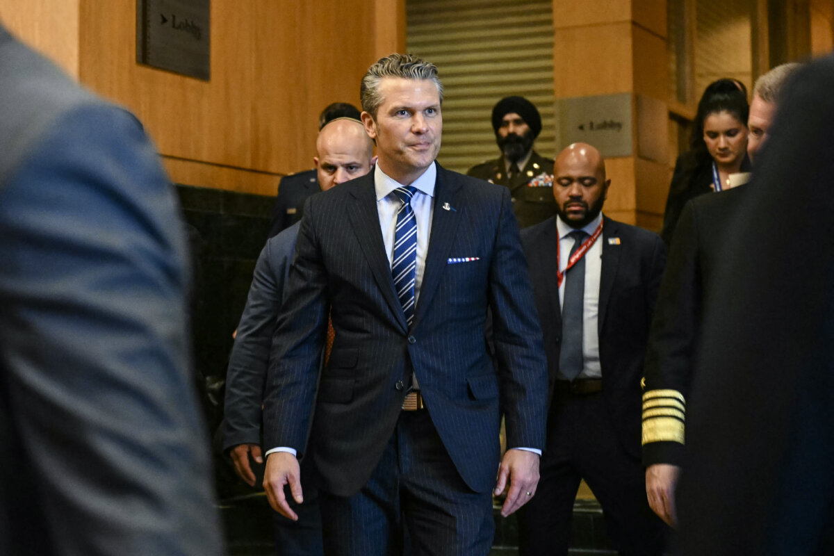 U.S. Secretary of War Pete Hegseth (C) leaves after attending a bilateral meeting and the signing of the memorandum of understanding (MOU) on defense cooperation between Malaysia and the United States, in Kuala Lumpur on Oct. 30, 2025. (Mohd Rasfan/AFP via Getty Images)