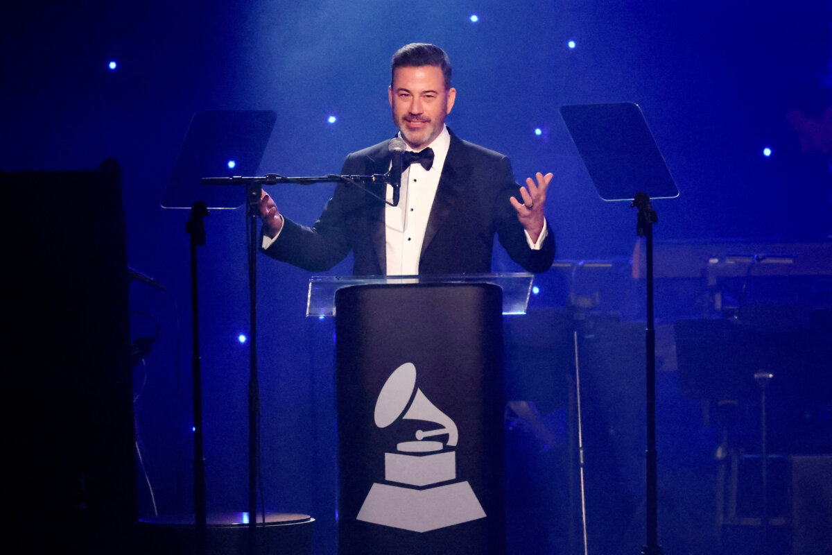 Jimmy Kimmel speaks during the Pre-Grammy gala, hosted by the Recording Academy and Clive Davis, in Beverly Hills, Calif., Feb. 1, 2025. REUTERS/Mario Anzuoni/File Photo/File Photo