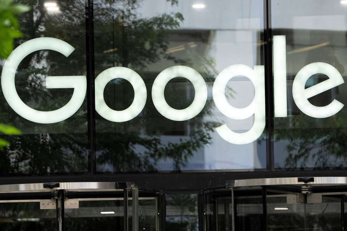 The Google logo outside the company's offices in London on June 24, 2025. (Carlos Jasso/Reuters)