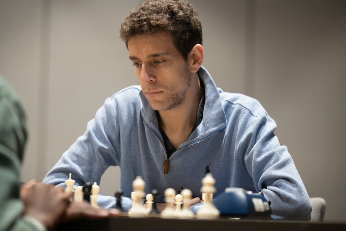 Daniel Naroditsky plays chess in an undated photo. (Kelly Centrelli/Charlotte Chess Center via AP