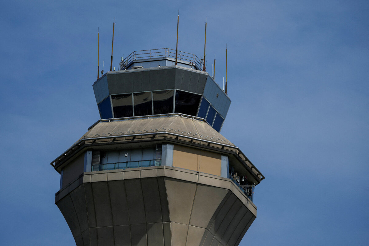 The control tower is pictured after an air traffic control outage, bringing flights to a standstill at Newark Liberty International Airport in Newark, New Jersey, on May 12, 2025. (Eduardo Munoz/File Photo/Reuters)
