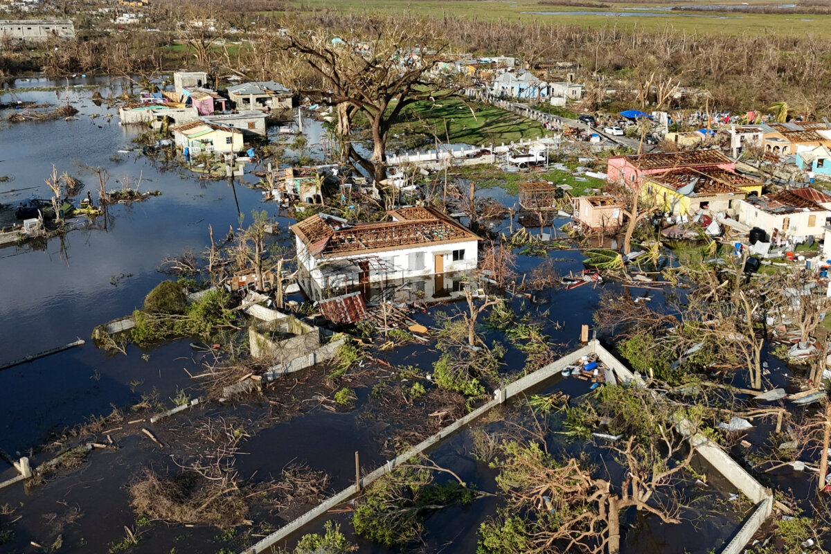 An aerial view of Black River, Jamaica, in the aftermath of Hurricane Melissa (Matias Delacroix/AP)