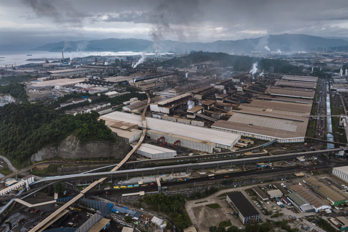 In this aerial view - A view of Indonesia Morowali Industrial Park (IMIP), that consists of around 77,000 local workers and around 6,000 Chinese workers in Morowali, Central Sulawesi in Indonesia on Aug. 2, 2023. (Ulet Ifansasti/Getty Images)