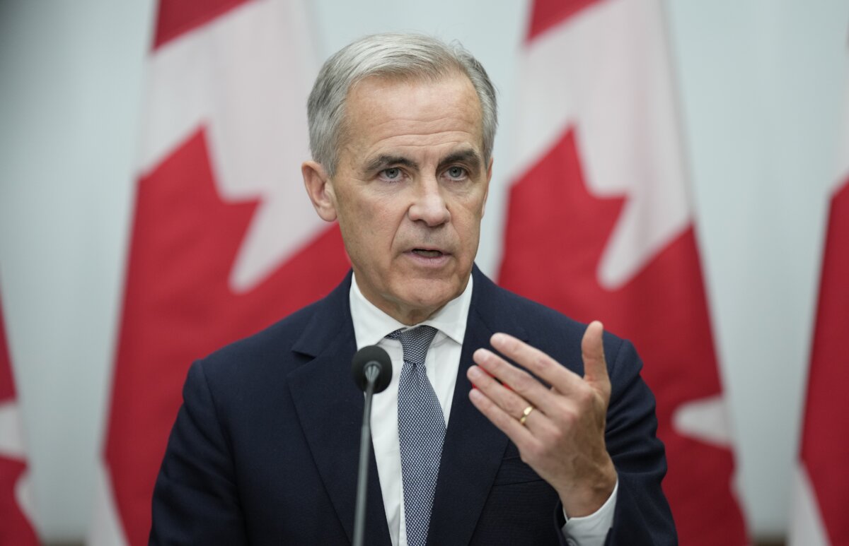 Prime Minister Mark Carney speaks during a news conference following the APEC summit in Gyeongju, South Korea, on Nov. 1, 2025. (The Canadian Press/Adrian Wyld)