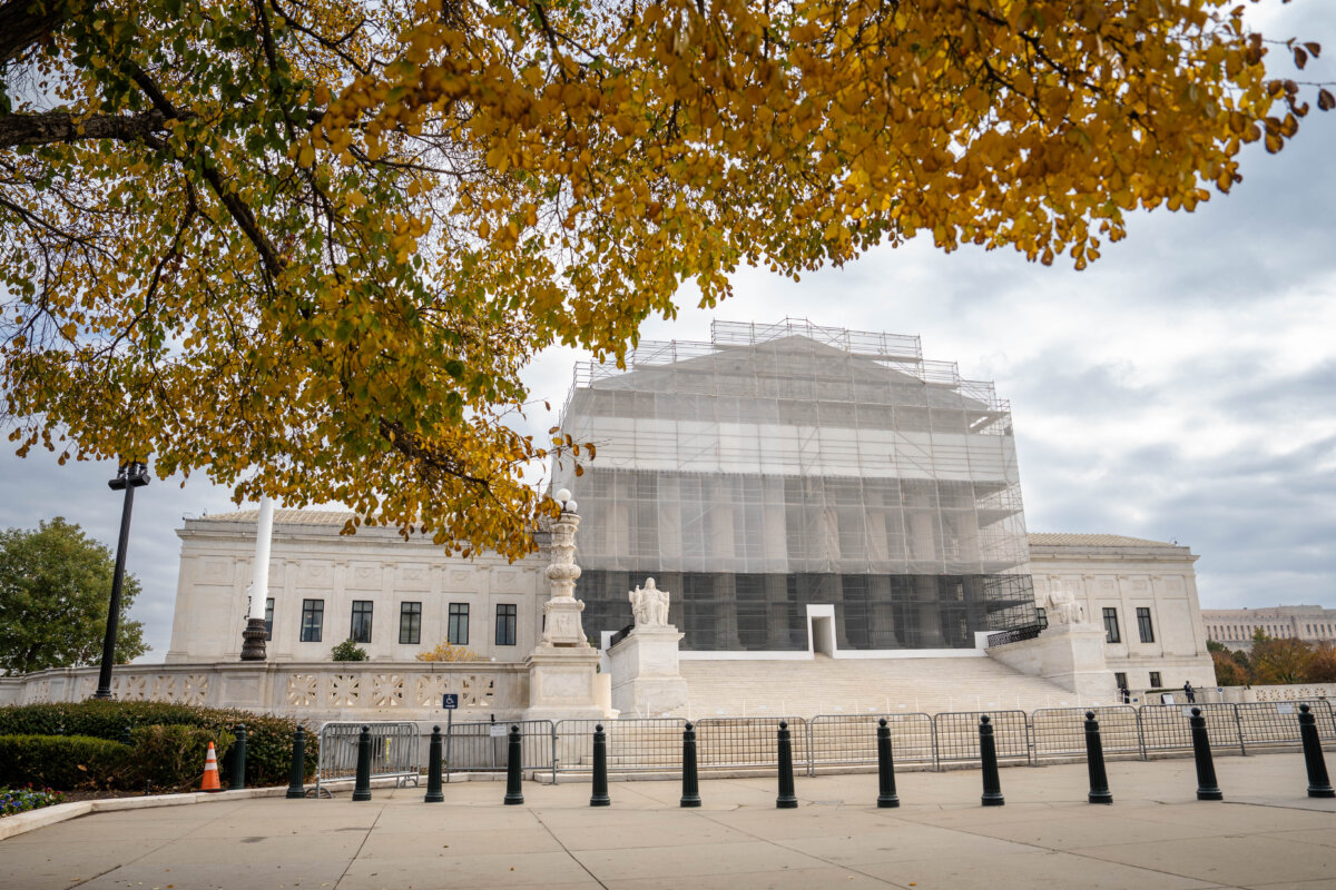 The U.S. Supreme Court in Washington on Nov. 3, 2025. (Madalina Kilroy/The Epoch Times)