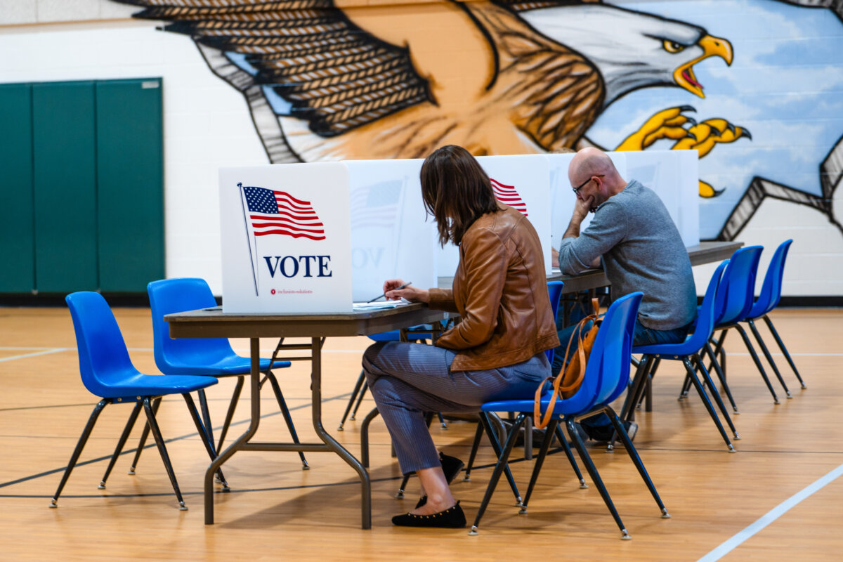 A polling place at Emerick Elementary School during the general elections in Purcellville, Va., on Nov. 4, 2025. (Madalina Kilroy/The Epoch Times)