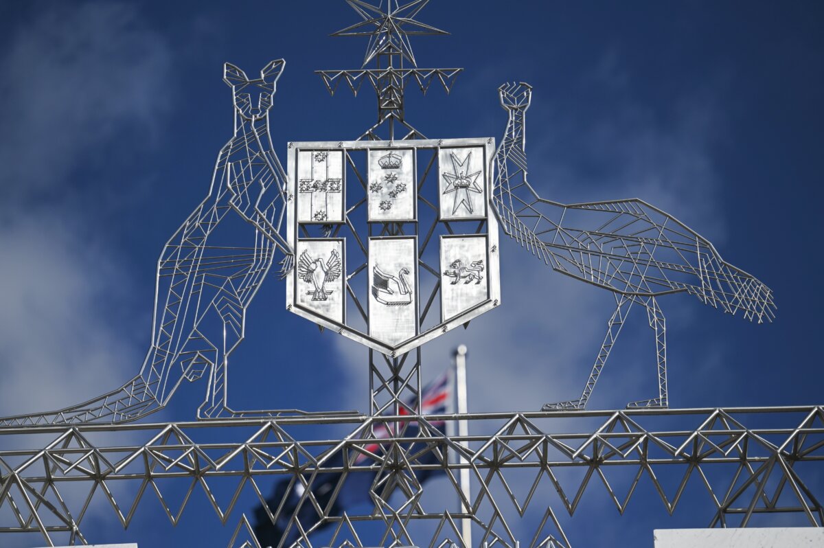 General view of the Coat of Arms at federal Parliament House in Canberra, Australia on May 9, 2023. (Martin Ollman/Getty Images