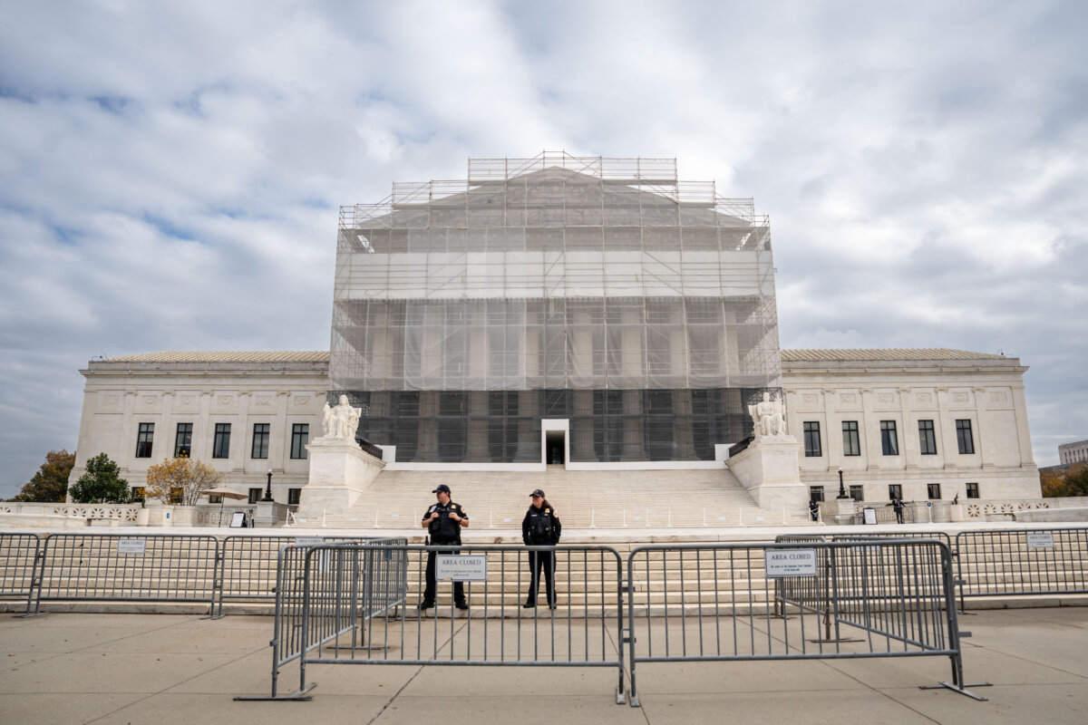 The U.S. Supreme Court in Washington on Nov. 3, 2025. (Madalina Kilroy/The Epoch Times)