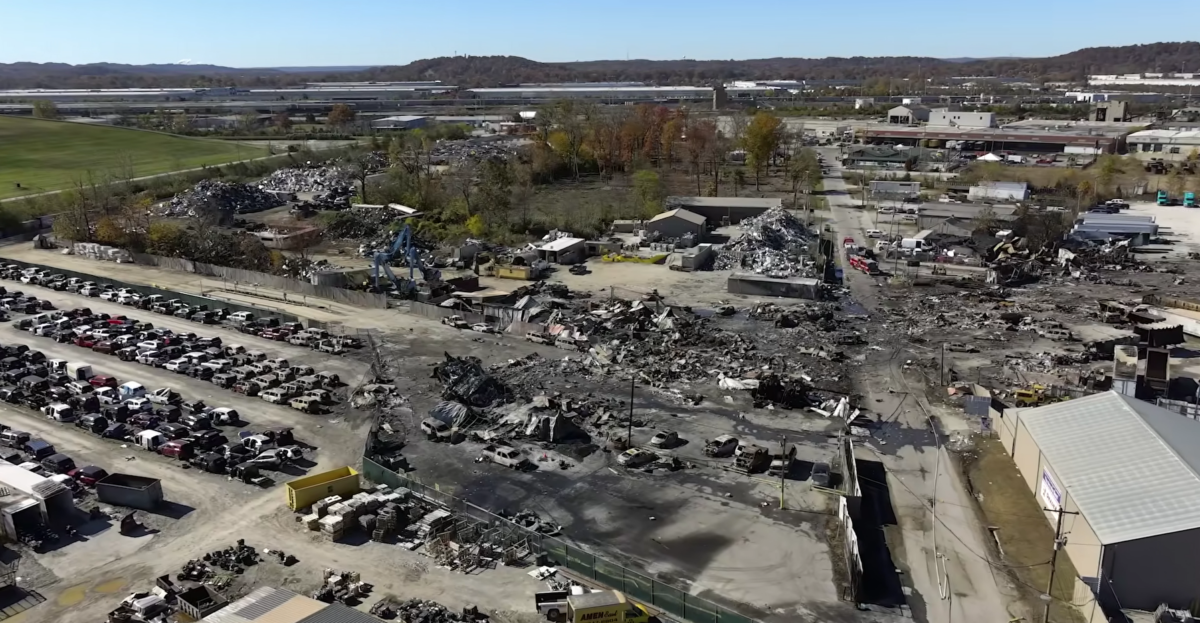 Aerial footage released by the National Transportation Safety Board showed a massive debris field after the UPS cargo plane crashed on Nov. 4, 2025. ( NTSB / YouTube )