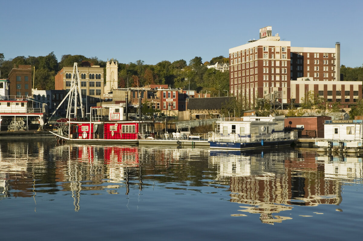 The Mississippi remains Dubuque's lifeblood, linking the city's industrial heritage to its identity as a river town. (Walter Bibikow/Getty Images)