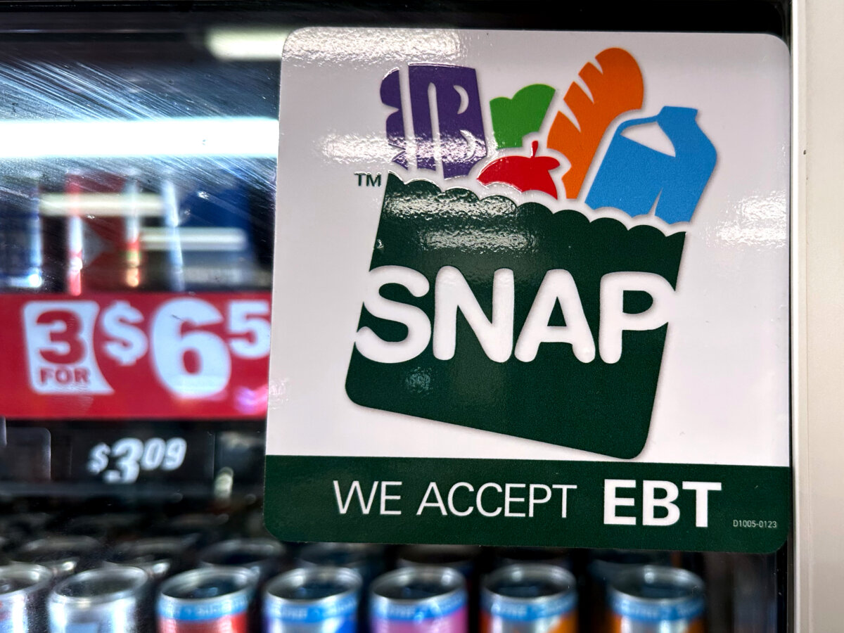 A close-up shot of a SNAP EBT information sign is displayed at a gas station in Riverwoods, Ill., on Nov. 1, 2025. (Nam Y. Huh/AP Photo)