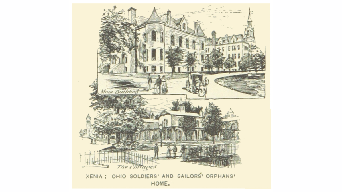 The Ohio Soldiers' and Sailors' Orphans' Home, from an 1891 book illustration. (Public Domain)