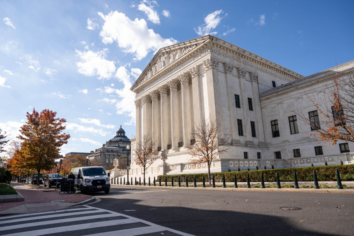 The U.S. Supreme Court in Washington on Nov. 10, 2025. (Madalina Kilroy/The Epoch Times)