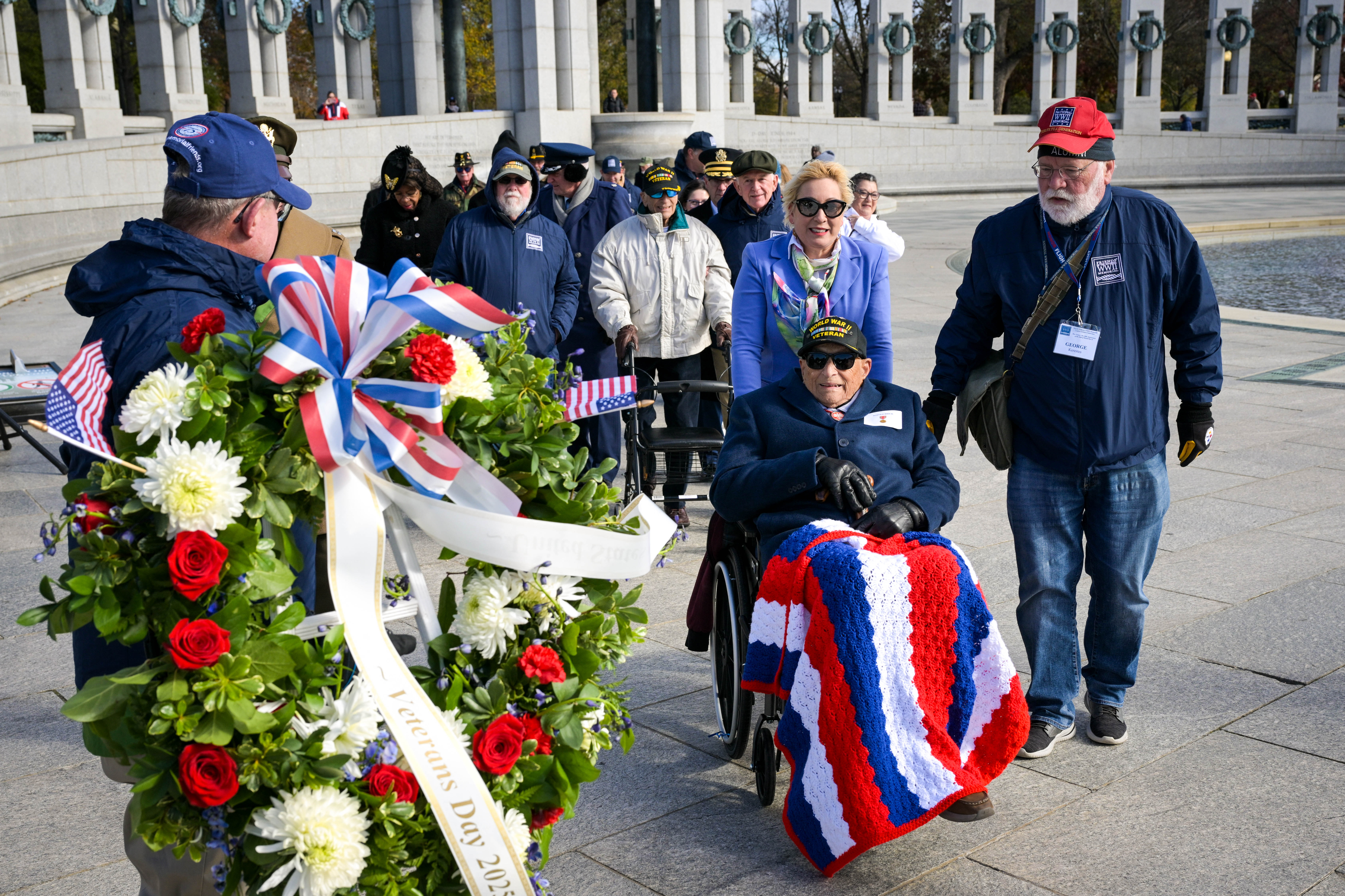 Day in Photos: Veterans Day, Typhoon Approaches Taiwan, and Delhi Blast