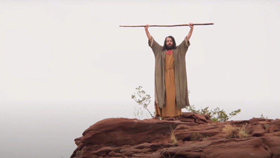 Moses (Wasim No’Mani) leads his people to the Promised Land, in "The Promised Land." (Milk & Honey Studios)