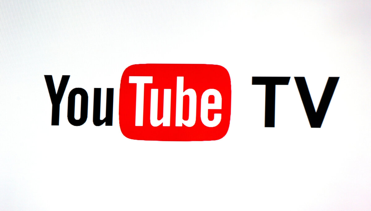 The YouTube TV logo at the YouTube Space LA in Los Angeles on Feb. 28, 2017. (Reed Saxon/AP Photo)