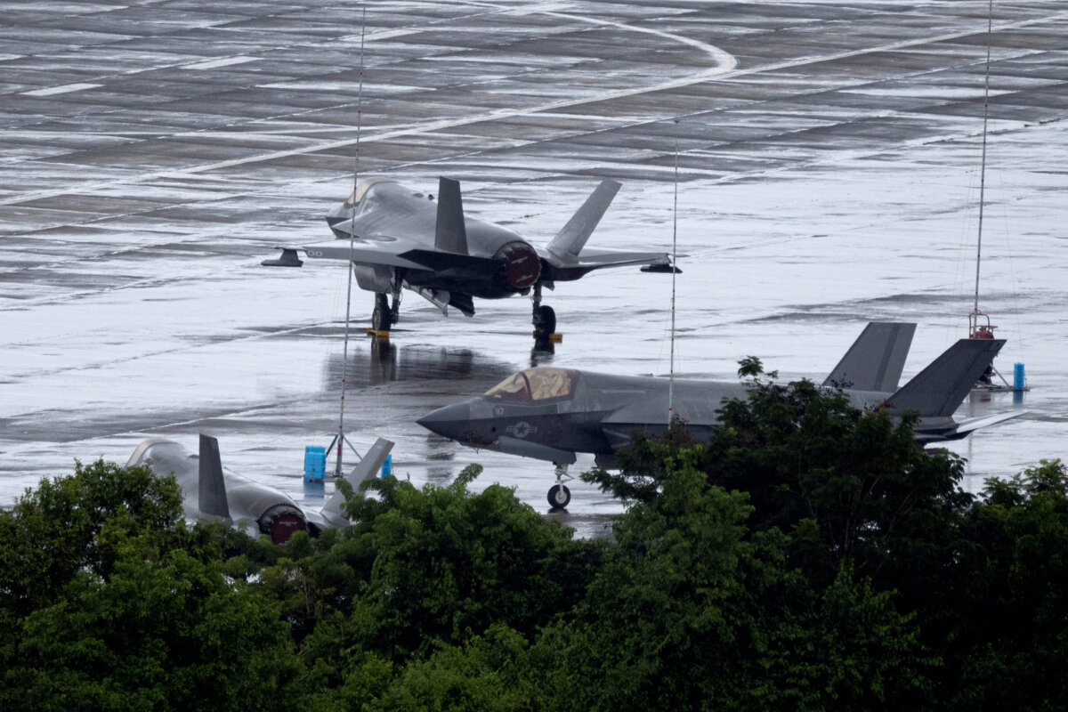 U.S. Marine Corps F-35 fighter jets are parked on the tarmac at the former Roosevelt Roads Naval Station in Ceiba, Puerto Rico, on Nov. 1, 2025. (Ricardo Arduengo/Reuters)