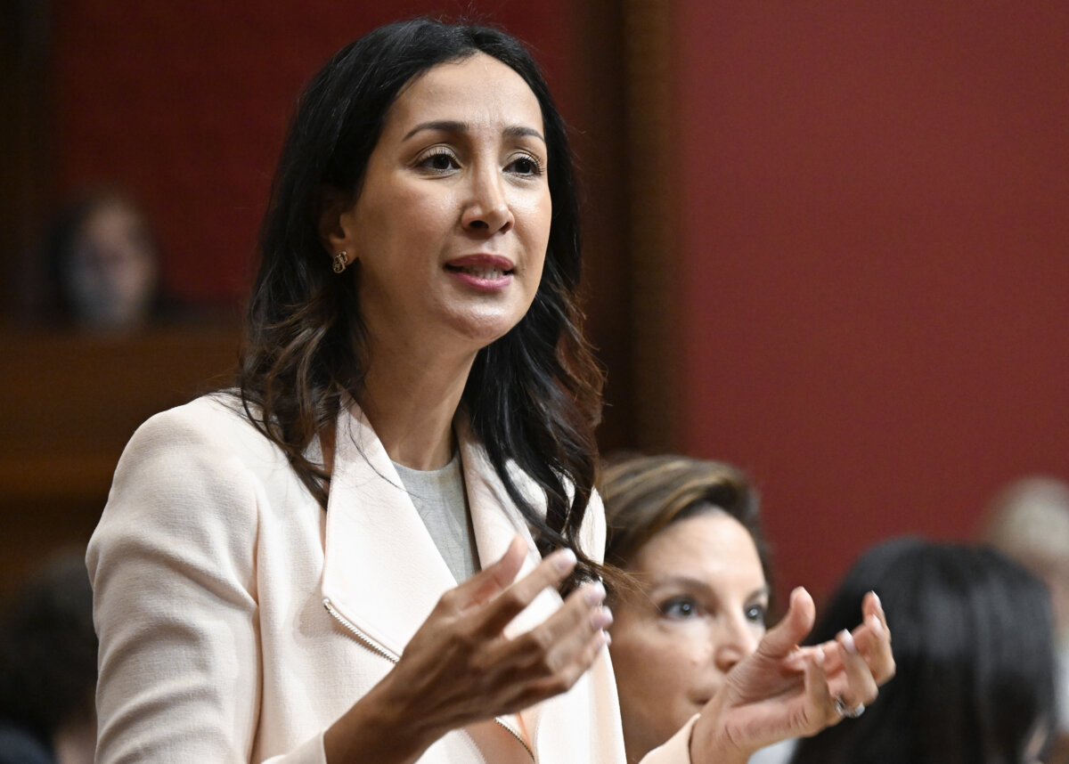 Quebec Liberal parliamentary Leader Marwah Rizqy questions the government at the legislature in Quebec City, on Oct. 1, 2025. (The Canadian Press/Jacques Boissinot)