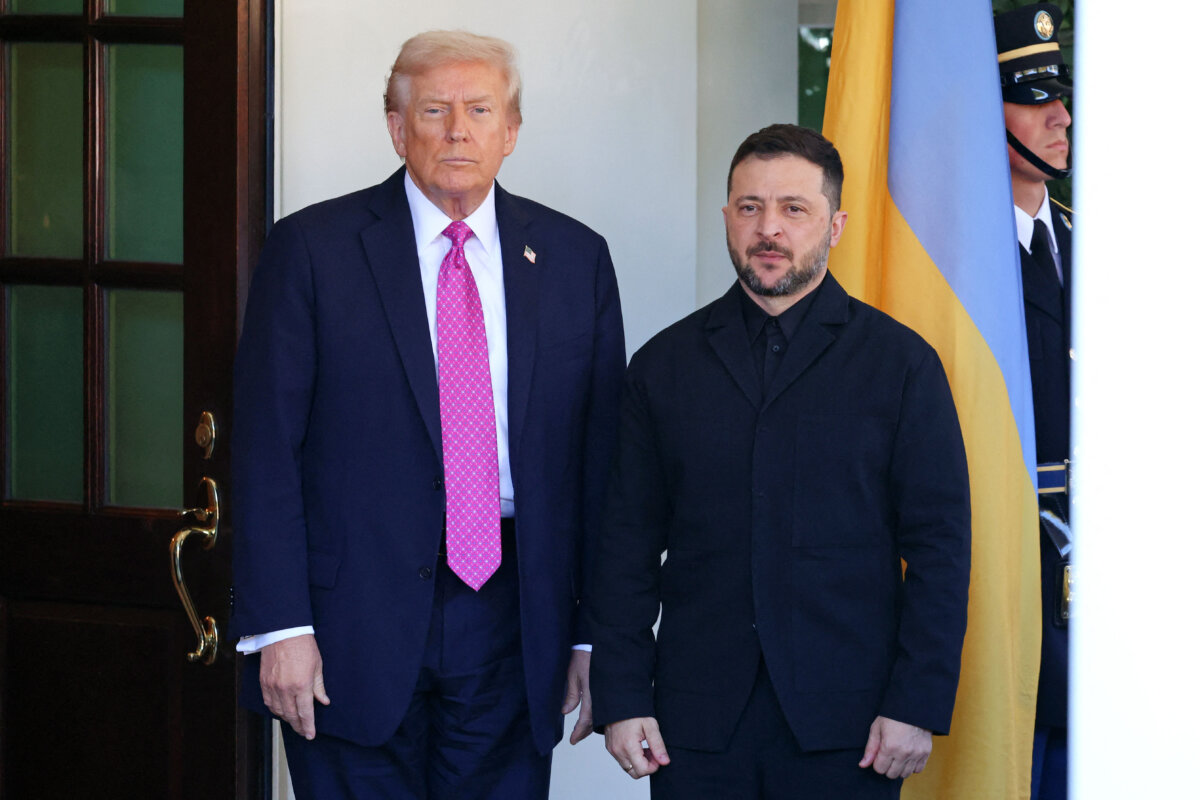 President Donald Trump and Ukrainian President Volodymyr Zelenskyy at the White House, on Oct. 17, 2025. (Tom Brenner/AFP via Getty Images)