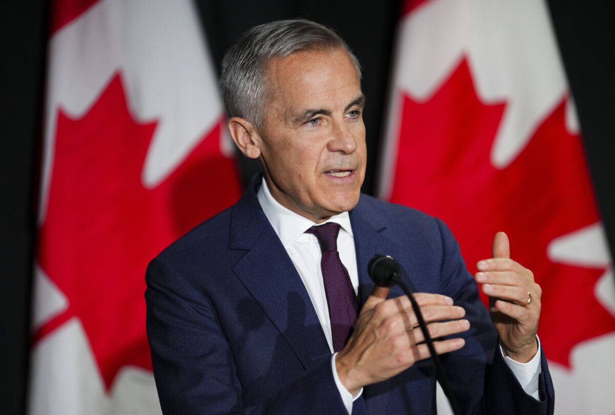 Prime Minister Mark Carney holds a press conference during the G20 Summit in Johannesburg, South Africa, on Nov. 23, 2025. (The Canadian Press/Sean Kilpatrick)