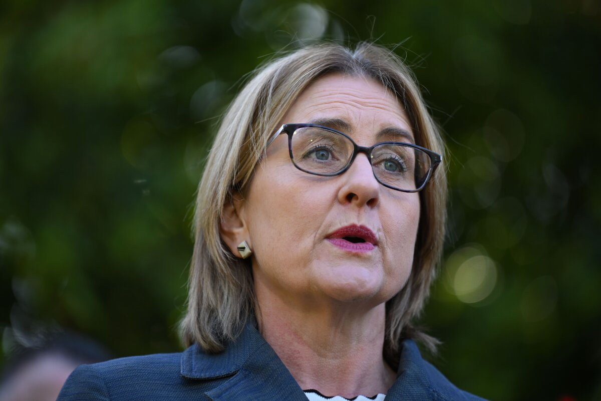Victorian Premier Jacinta Allan speaks to media during a press conference in Melbourne, Australia, on Nov. 14, 2025. (AAP Image/James Ross)