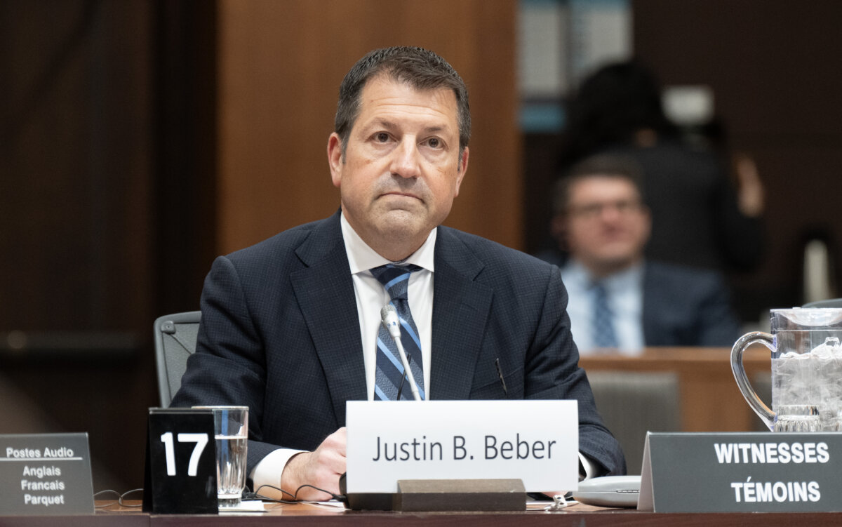 Brookfield Corporation Chief Operating Officer Justin Beber appears before the Standing Committee on Access to Information, Privacy and Ethics on Parliament hill in Ottawa, Nov. 24, 2025. (The Canadian Press/Adrian Wyld)