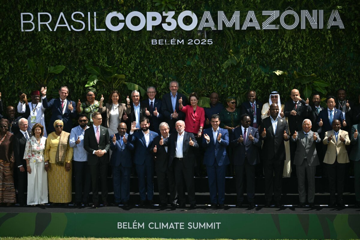 World leaders pose for a photo ahead of the COP30 UN climate conference in Belém, Brazil, on Nov. 7, 2025. (Mauro Pimentel/AFP via Getty Images)