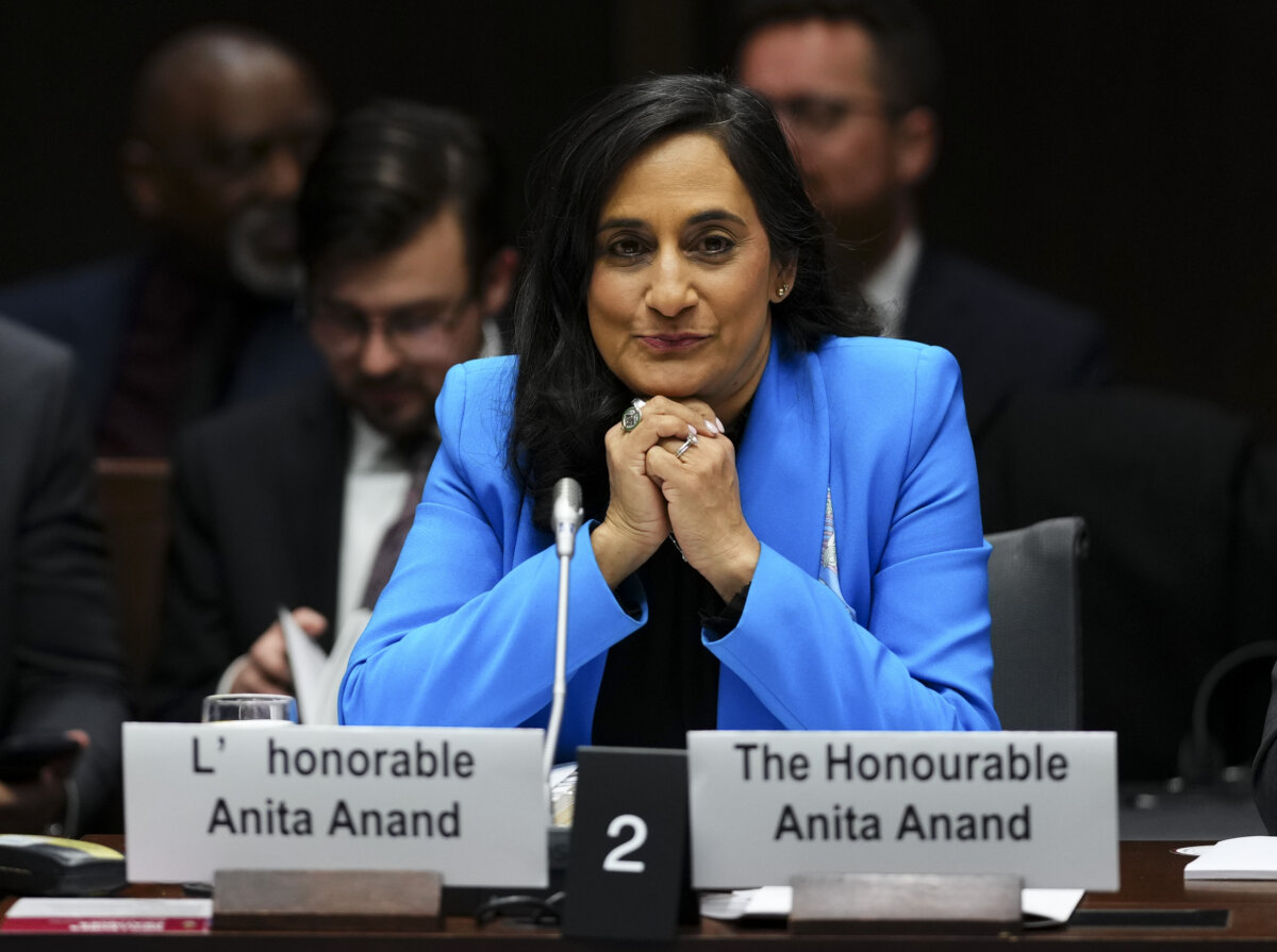 Minister of Foreign Affairs Anita Anand appears as a witness at a Senate Committee on Foreign Affairs and International Trade in Ottawa on Nov. 27, 2025. (The Canadian Press/Sean Kilpatrick)
