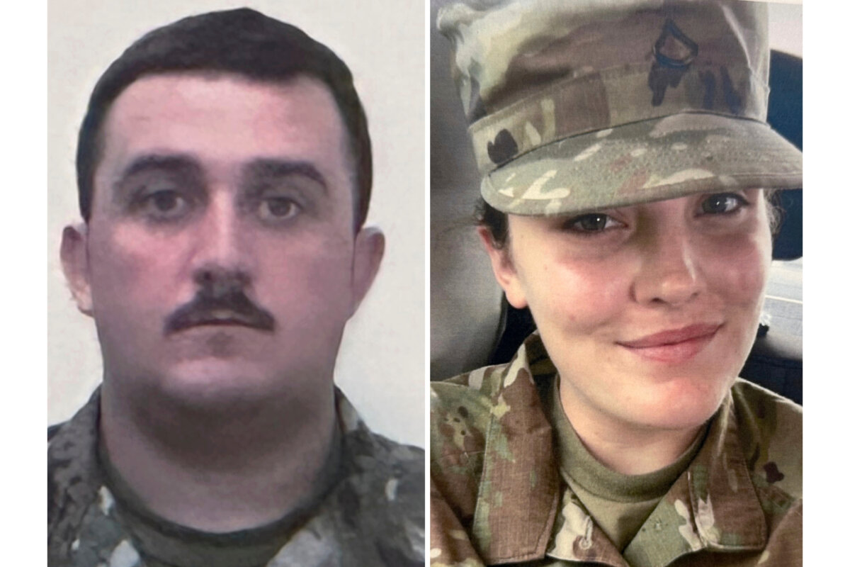 (Left) National Guard member Staff Sgt. Andrew Wolfe. (Right) National Guard member Spc. Sarah Beckstrom. (U.S. Attorney’s Office via AP)