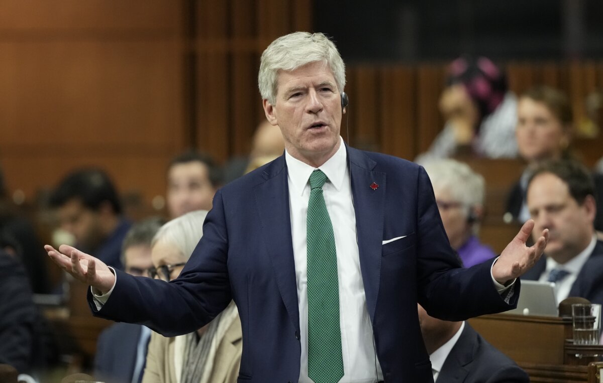 Minister of Energy and Natural Resources Tim Hodgson rises during Question Period on Parliament Hill in Ottawa, on Nov. 26, 2025. (The Canadian Press/Adrian Wyld)