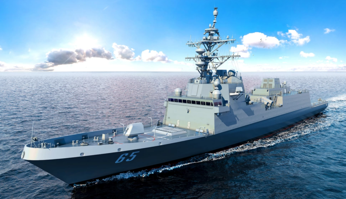 An artist rendering of the USS Lafayette (FFG 65), a planned ship in the Constellation-class frigate program. (Chief Petty Officer Shannon Renfroe/U.S. Navy)