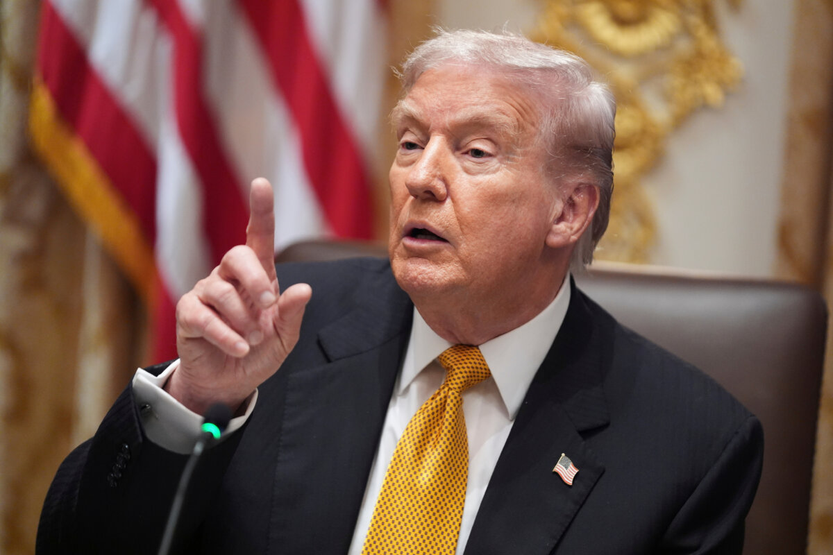President Donald Trump speaks with reporters during a meeting with Hungary’s Prime Minister Viktor Orban in the Cabinet Room of the White House, Friday, Nov. 7, 2025. (AP Photo/Evan Vucci)