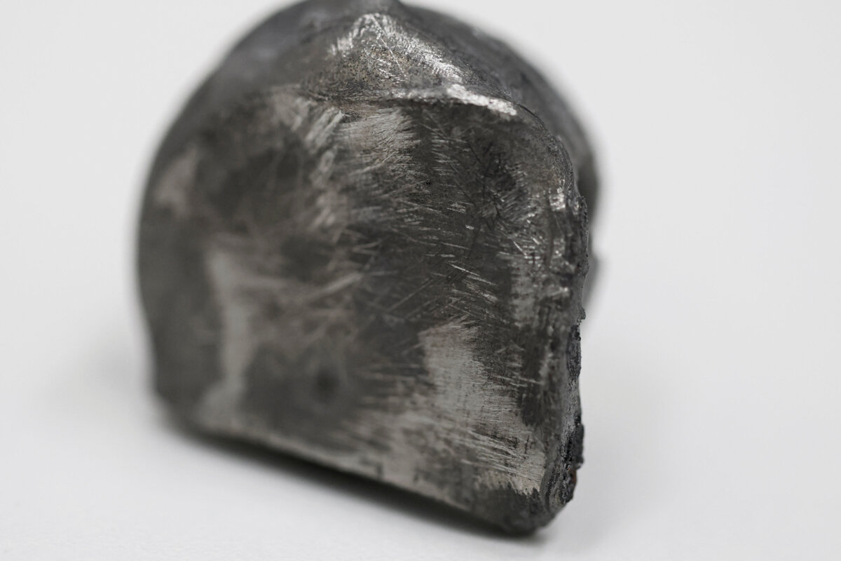 A sample of yttrium (Y) is displayed at the Laboratory of Physics and Material studies (LPEM) in Paris, France, on June 23, 2025. (Benoit Tessier/Reuters)