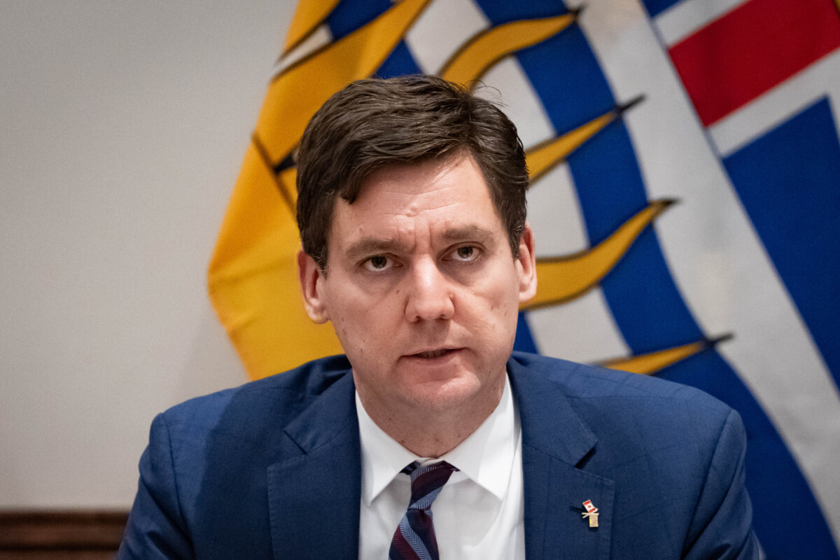 B.C. Premier David Eby speaks during a meeting on new funding to support victims of crime in Surrey, B.C., on Nov. 28, 2025. (The Canadian Press/Ethan Cairns)