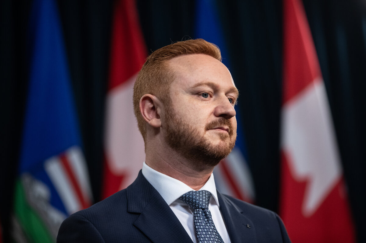 Alberta Minister of Justice Mickey Amery in Edmonton on April 29, 2025. (The Canadian Press/Jason Franson)