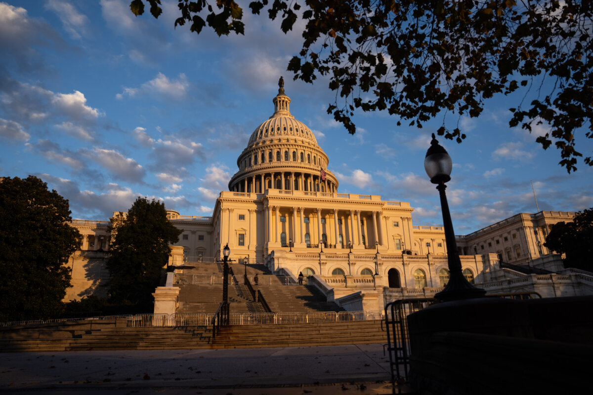 The U.S. Capitol at sunset on Dec. 2, 2025. (Madalina Kilroy/The Epoch Times)