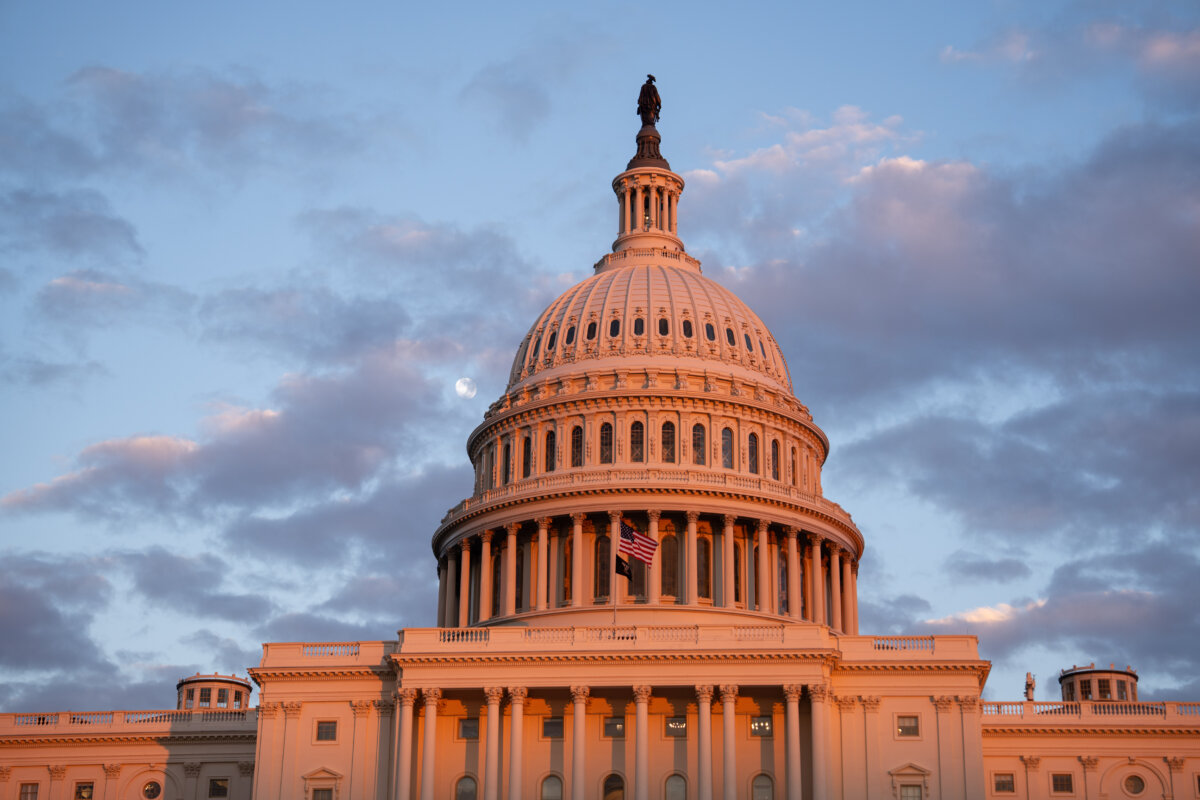 The U.S. Capitol at sunset in Washington on Dec. 2, 2025. (Madalina Kilroy/The Epoch Times)