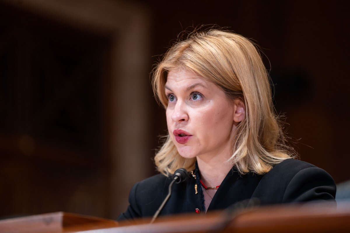 Ukrainian Ambassador to the United States Olga Stefanishyna on Capitol Hill in Washington on Dec. 3, 2025. (Madalina Kilroy/The Epoch Times)