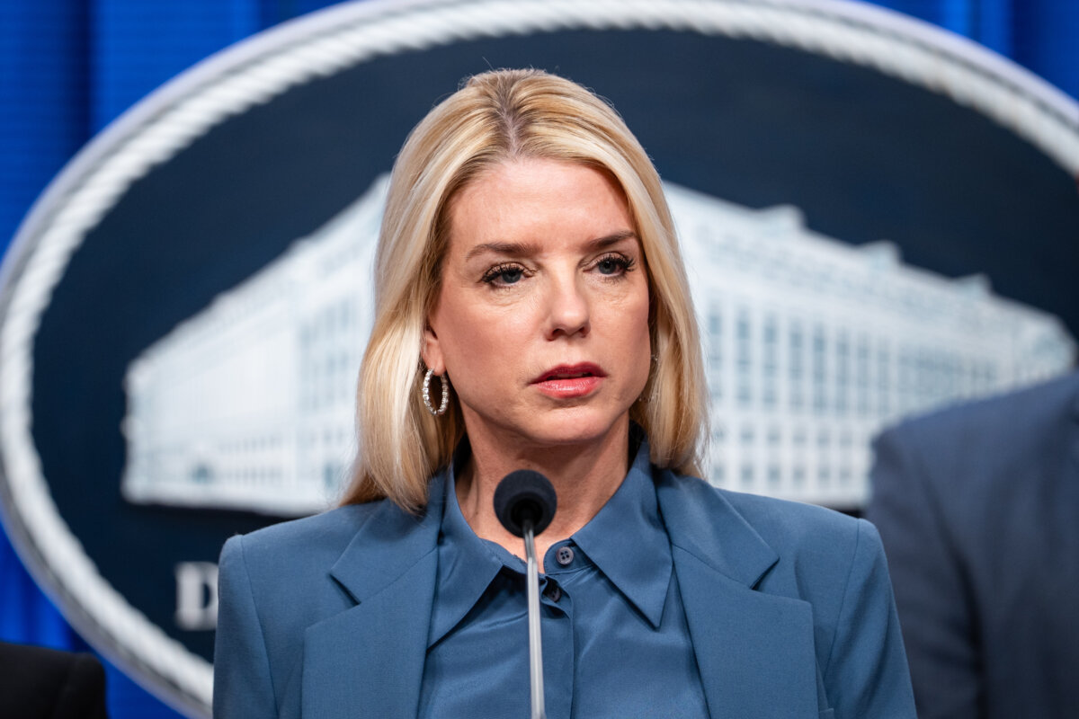 Attorney General Pam Bondi speaks at a press conference in Washington on Dec. 4, 2025. (Madalina Kilroy/The Epoch Times)