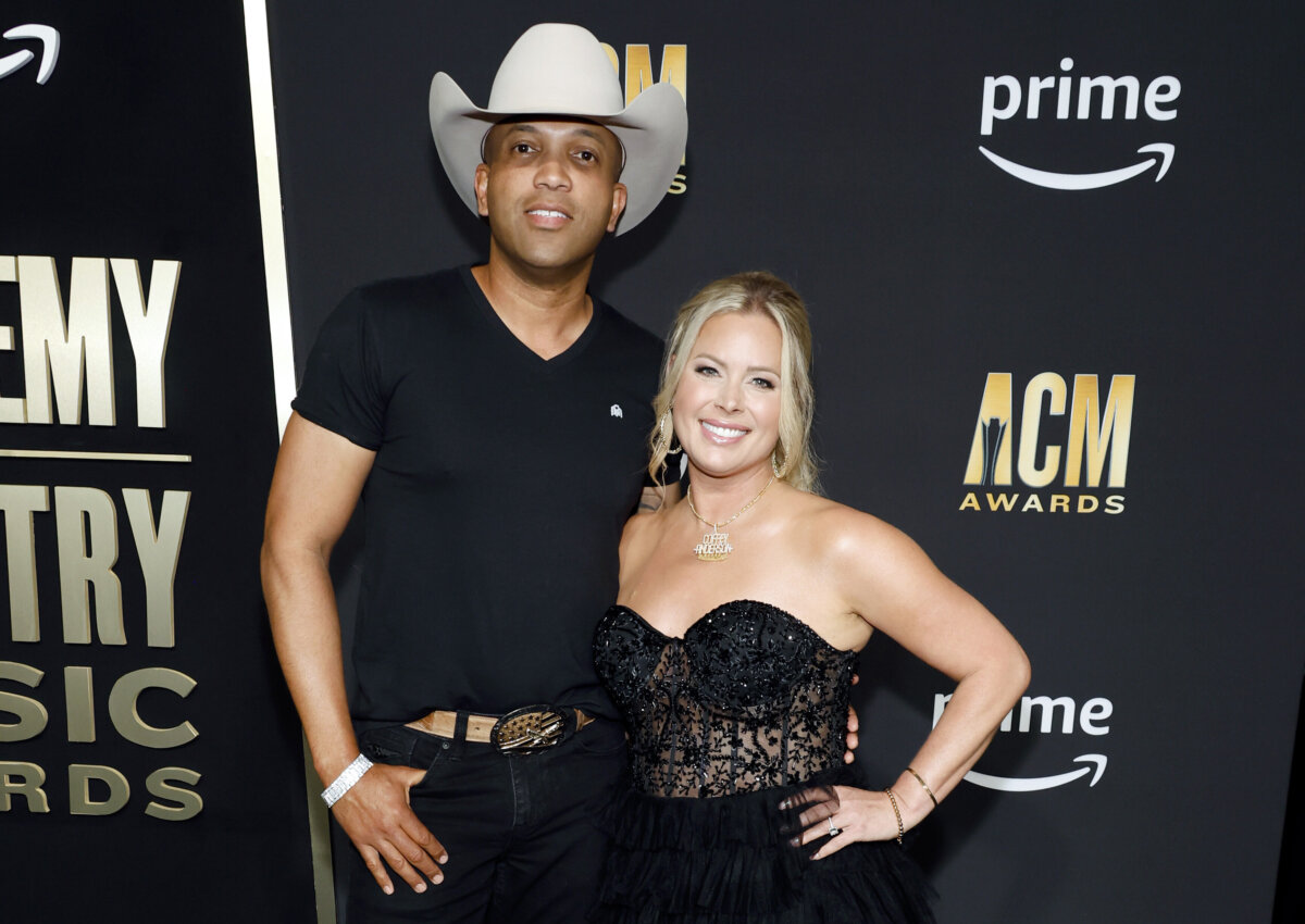 Coffey Anderson and Criscilla Crossland Anderson attend the 58th Academy of Country Music Awards in Frisco, Texas, on May 11, 2023. (Jason Kempin/Getty Images)