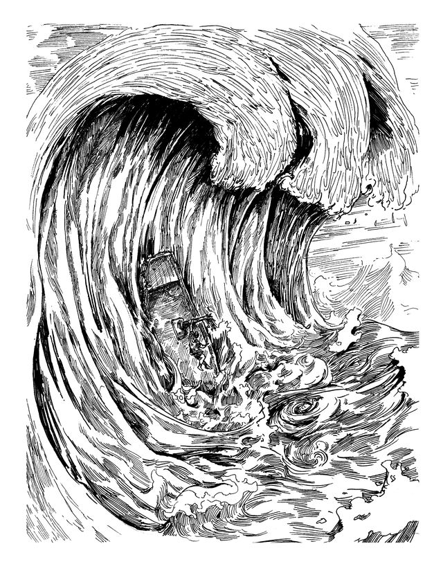 Aedan Kennedy's illustration of the Odysseus ship facing disaster. Odyssey