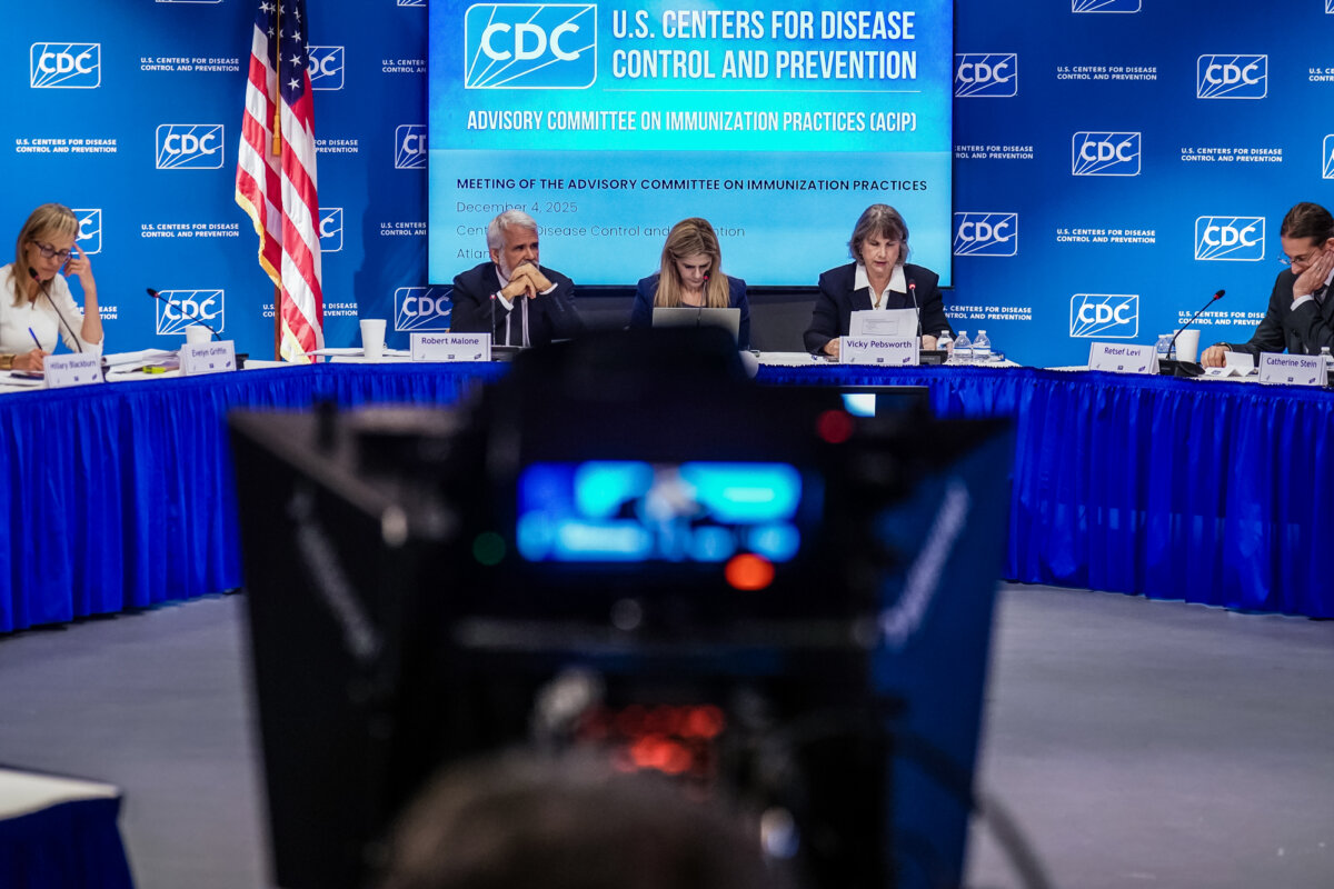 Members of the CDC Advisory Committee on Immunization Practices (ACIP) attend a meeting at the Centers for Disease Control and Prevention headquarters in Atlanta on Dec. 4, 2025. (Elijah Nouvelage/Getty Images)